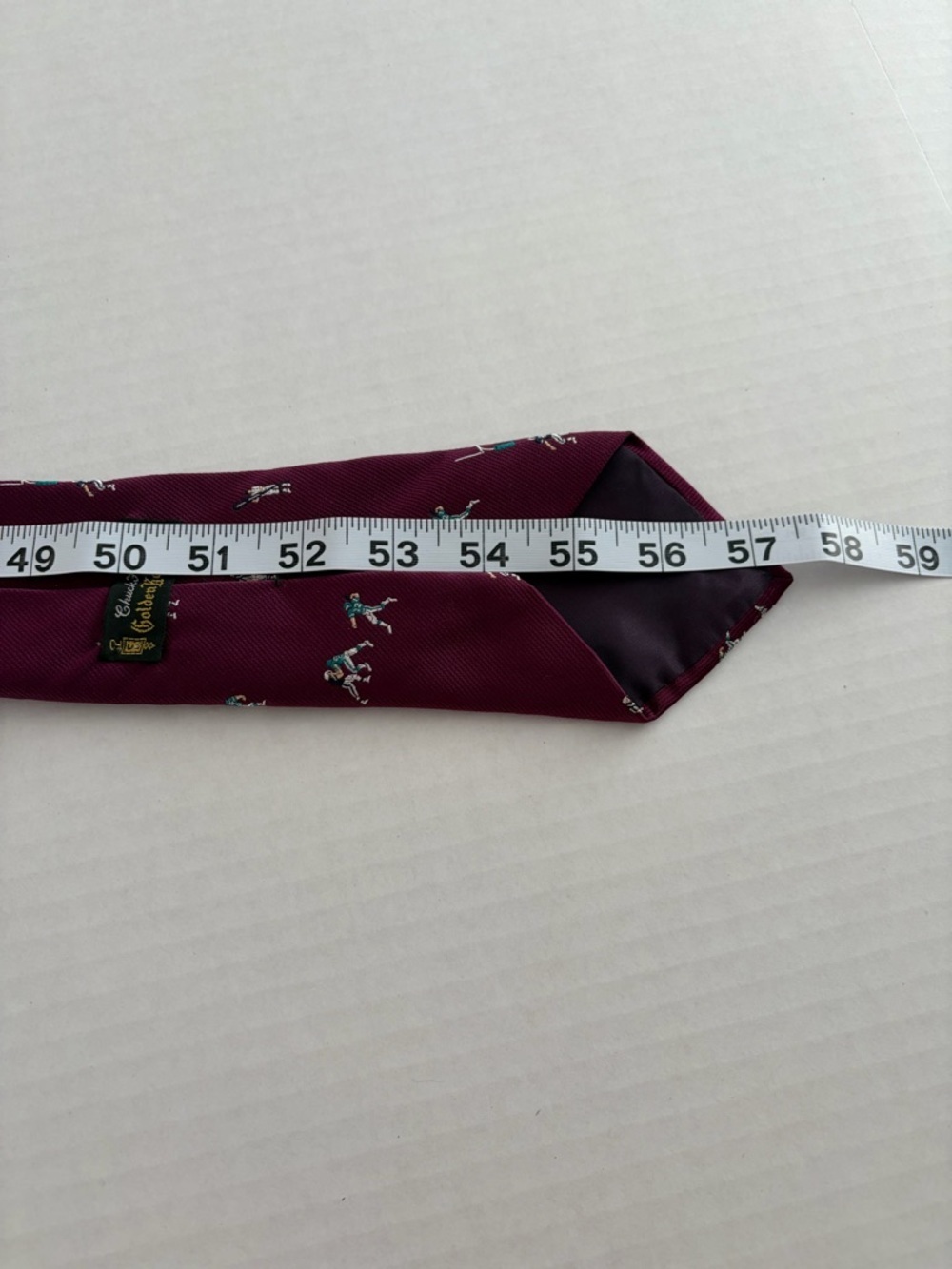 Chuck Hines Golden Key Shops Football Silk Tie Burgundy Sports Novelty - Picture 5 of 5